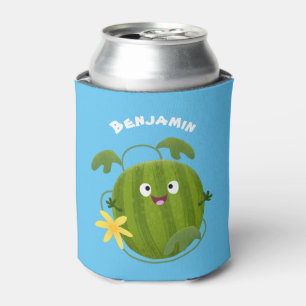 Cute happy smiling watermelon cartoon can cooler