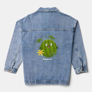 Cute happy smiling watermelon cartoon denim jacket