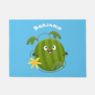 Cute happy smiling watermelon cartoon  doormat