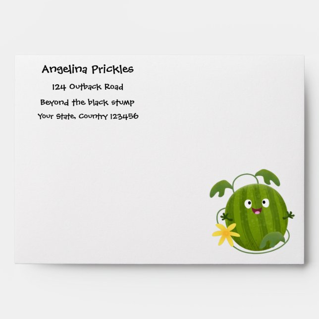 Cute happy smiling watermelon cartoon envelope (Front)