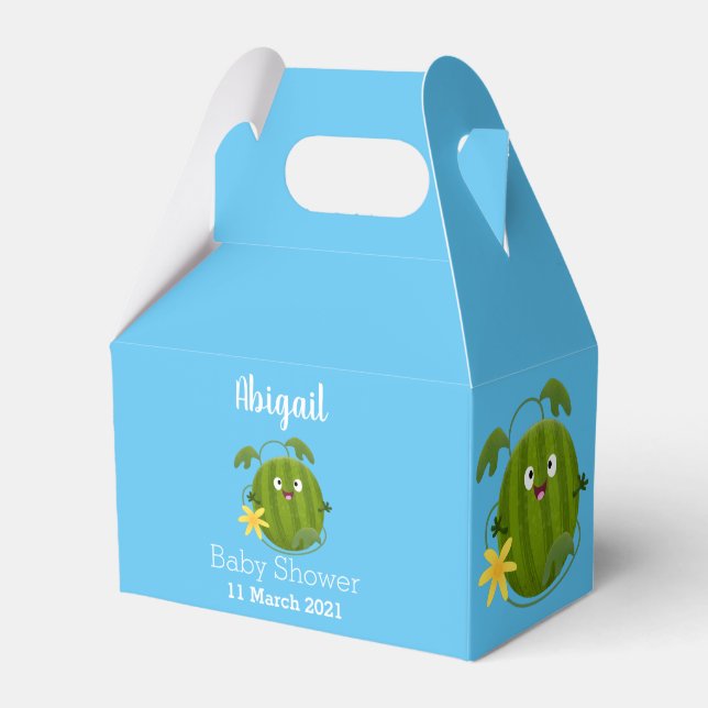Cute happy smiling watermelon cartoon favour box (Front Side)