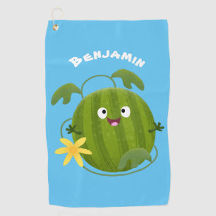 Cute happy smiling watermelon cartoon  golf towel