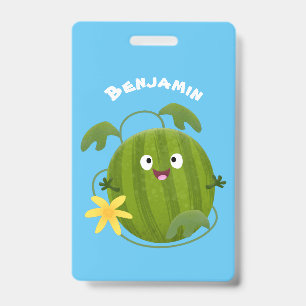 Cute happy smiling watermelon cartoon  ID badge