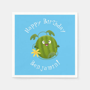 Cute happy smiling watermelon cartoon napkin