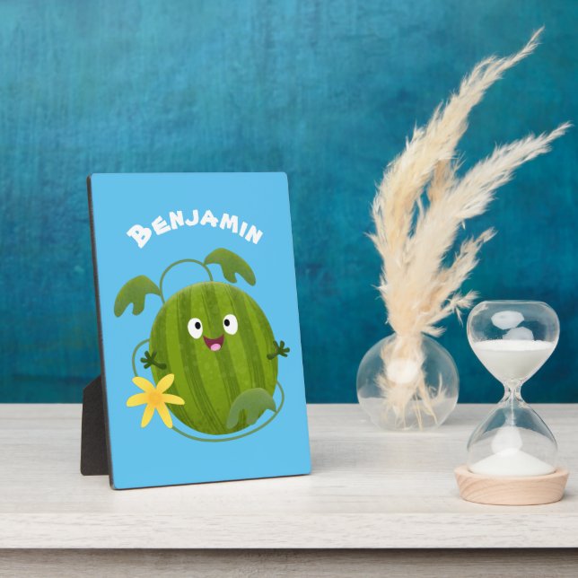 Cute happy smiling watermelon cartoon  plaque (Side)