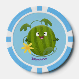 Cute happy smiling watermelon cartoon poker chips