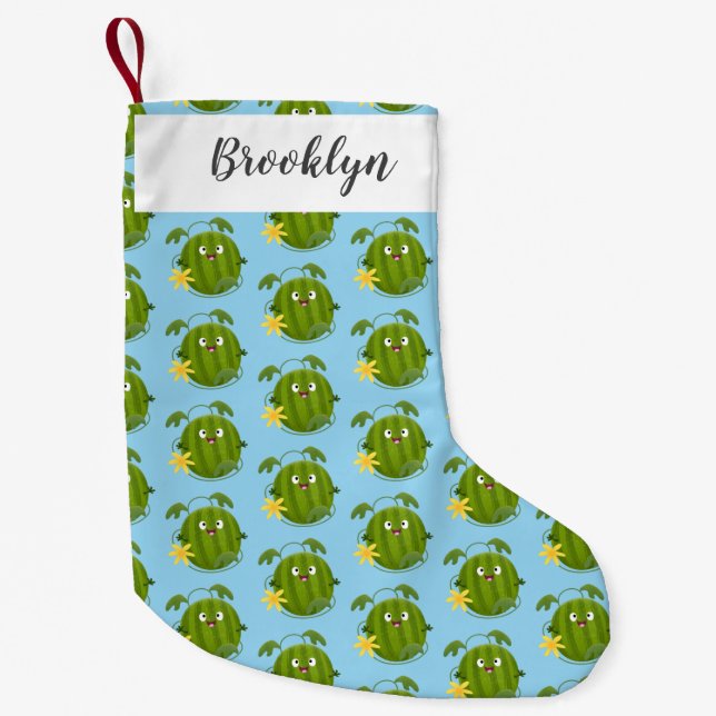 Cute happy smiling watermelon cartoon small christmas stocking (Front)