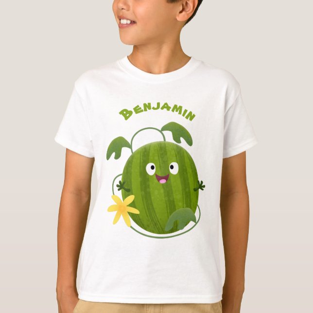 Cute happy smiling watermelon cartoon T-Shirt (Front)