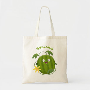 Cute happy smiling watermelon cartoon tote bag