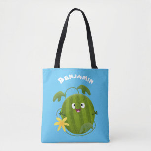 Cute happy smiling watermelon cartoon tote bag