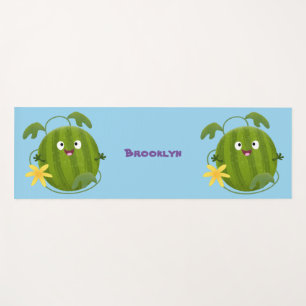 Cute happy smiling watermelon cartoon yoga mat