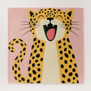 Cute Happy Smiling Wild Leopard Cartoon   Jigsaw Puzzle
