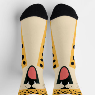 Cute Happy Smiling Wild Leopard Cartoon Socks