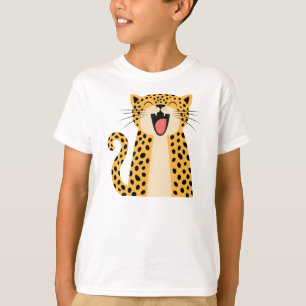 Cute Happy Smiling Wild Leopard Cartoon T-Shirt