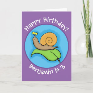 Cute happy snail cartoon illustration card
