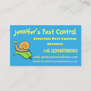 Cute, happy snail on a leaf cartoon illustration business card