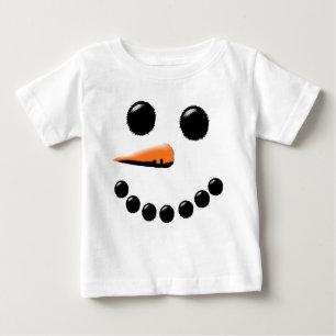 Cute Happy Snowman Face Festive Holiday Xmas Baby T-Shirt
