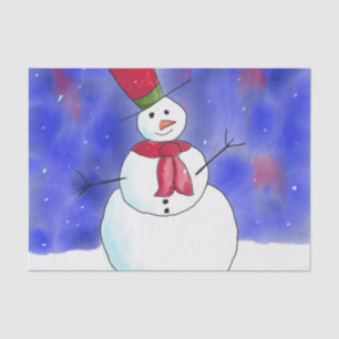 Cute Happy Snowman Illustration Tissue Paper