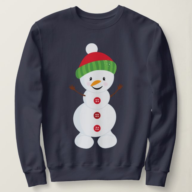 Cute Happy Snowman Sweatshirt (Design Front)