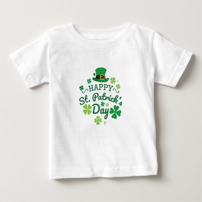 Cute Happy St. Patrick's Day Lucky Celebrate Print Baby T-Shirt (Front)