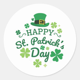 Cute Happy St. Patrick's Day Lucky Celebrate Print Classic Round Sticker