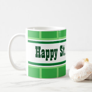 Cute Happy St. Patrick's Day Striped Green Coffee Mug