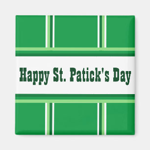 Cute Happy St. Patrick's Day Striped Green Magnet