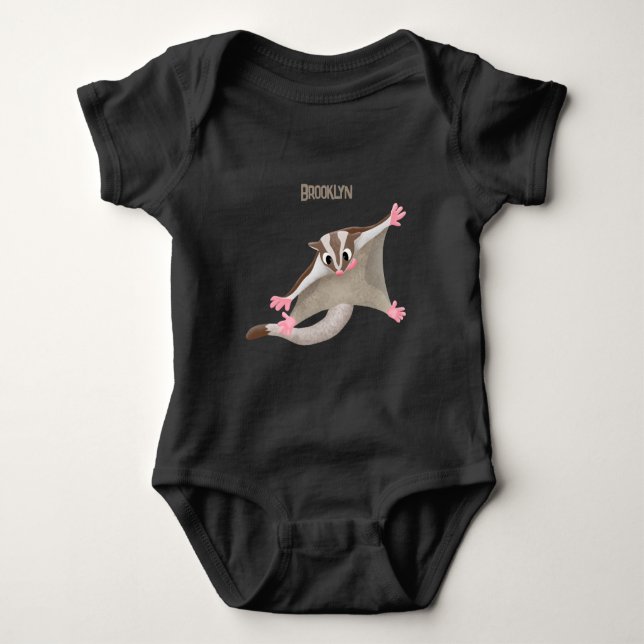 Cute happy sugar glider cartoon illustration baby bodysuit (Front)