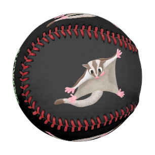 Cute happy sugar glider cartoon illustration baseball
