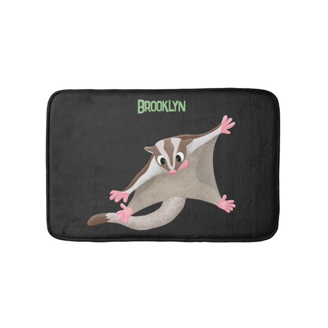 Cute happy sugar glider cartoon illustration bath mat (Front)