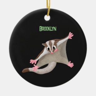 Cute happy sugar glider cartoon illustration ceramic ornament