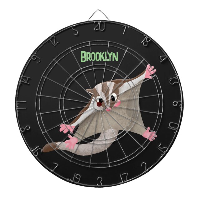 Cute happy sugar glider cartoon illustration dartboard (Front)