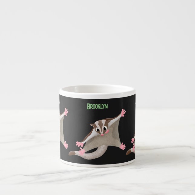 Cute happy sugar glider cartoon illustration espresso cup (Front)