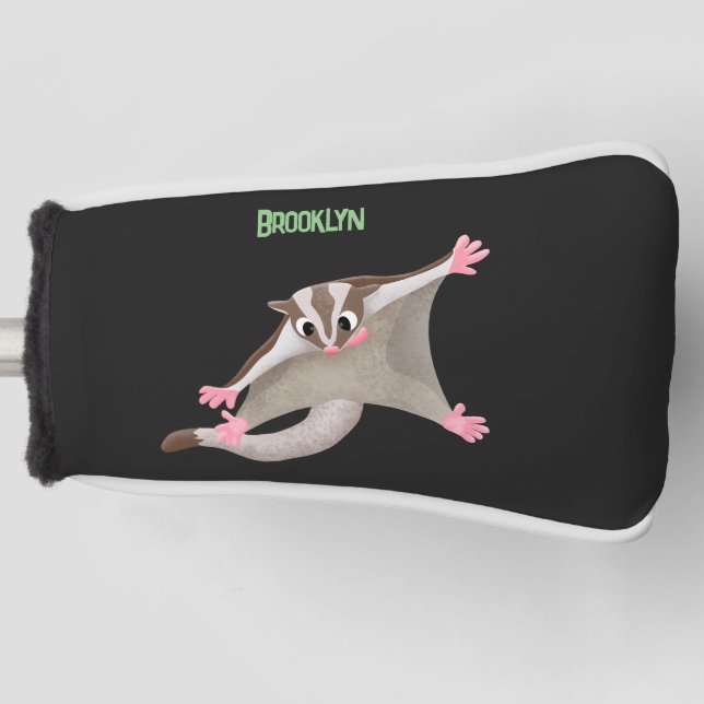 Cute happy sugar glider cartoon illustration golf head cover (Front)