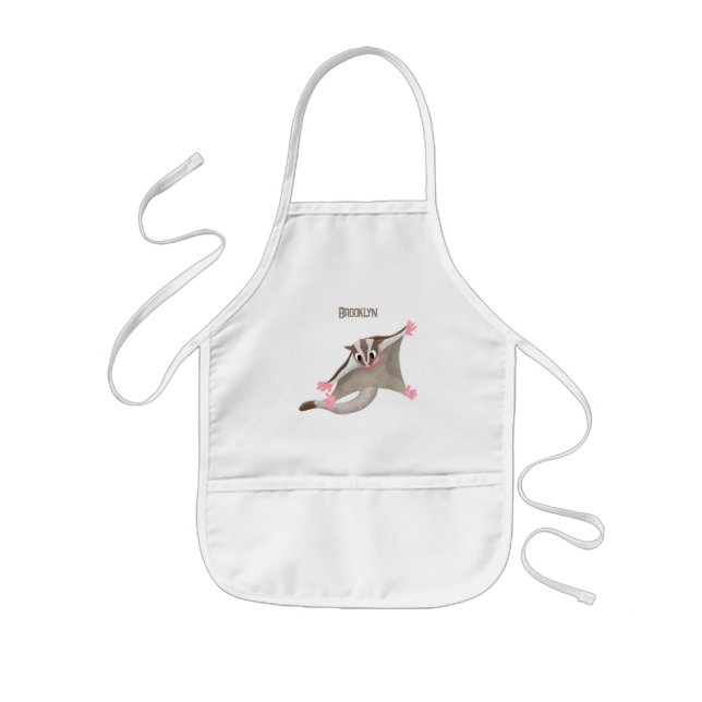 Cute happy sugar glider cartoon illustration kids apron (Front)
