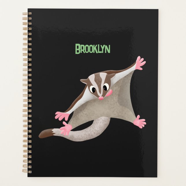 Cute happy sugar glider cartoon illustration planner (Front)