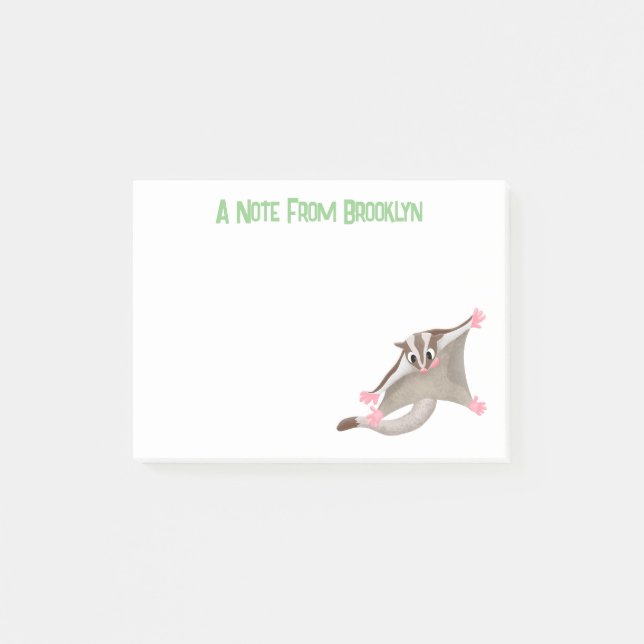 Cute happy sugar glider cartoon illustration post-it notes (Front)