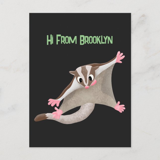 Cute happy sugar glider cartoon illustration postcard (Front)