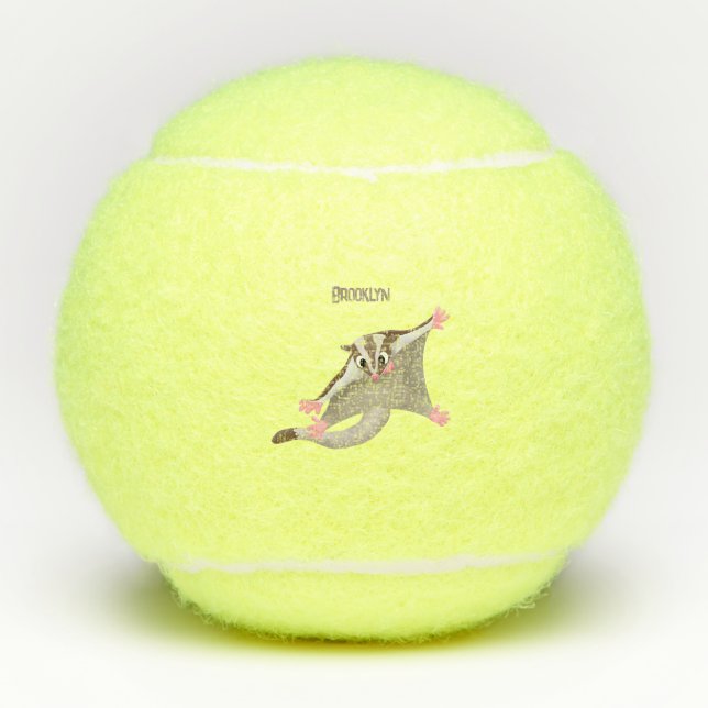 Cute happy sugar glider cartoon illustration tennis balls (Front)