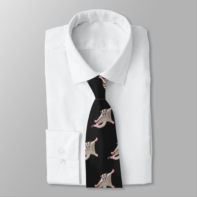 Cute happy sugar glider cartoon illustration tie (Tied)