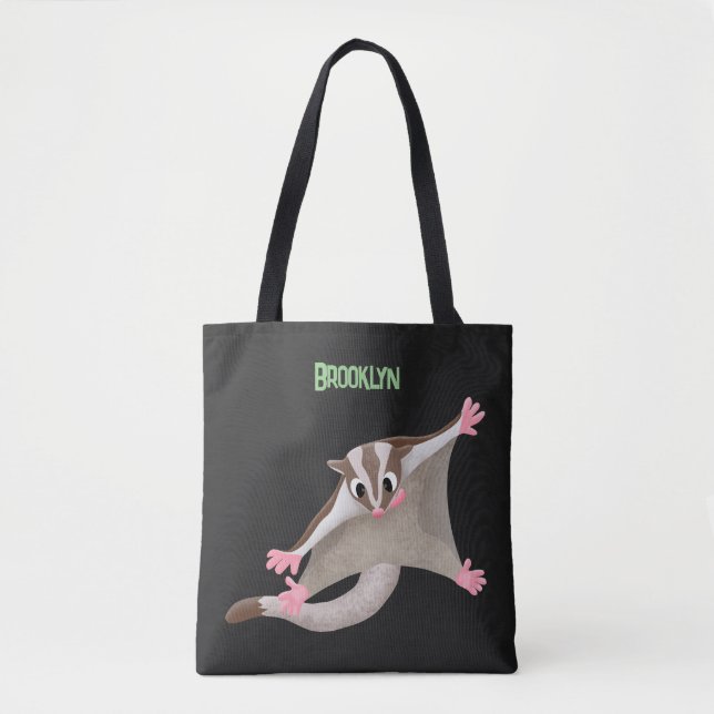 Cute happy sugar glider cartoon illustration tote bag (Front)