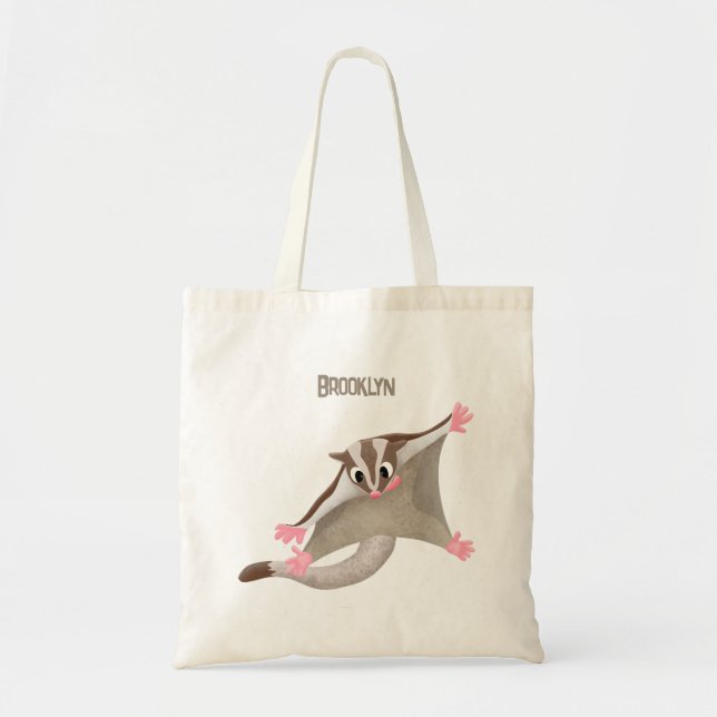 Cute happy sugar glider cartoon illustration tote bag (Front)