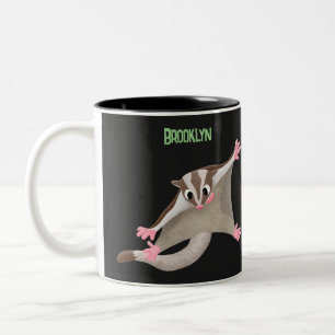 Cute happy sugar glider cartoon illustration Two-Tone coffee mug