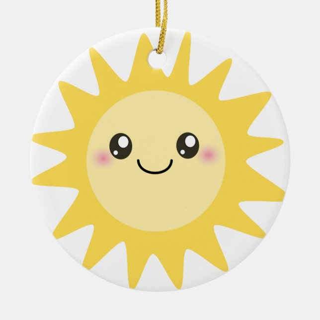 Cute Happy Sun Ceramic Tree Decoration (Front)