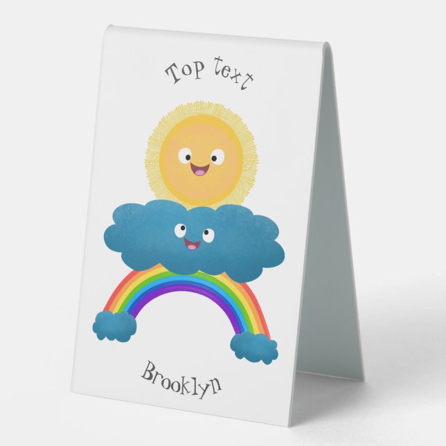 Cute happy sun cloud rainbow cartoon (Front)