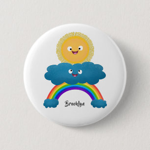 Cute happy sun cloud rainbow cartoon 6 cm round badge