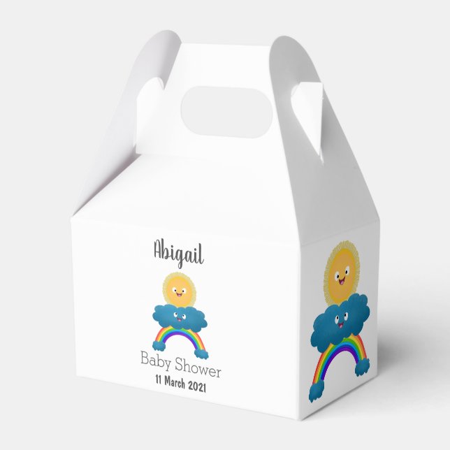 Cute happy sun cloud rainbow cartoon favour box (Front Side)