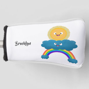 Cute happy sun cloud rainbow cartoon golf head cover