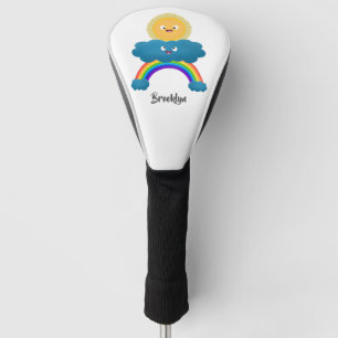 Cute happy sun cloud rainbow cartoon golf head cover