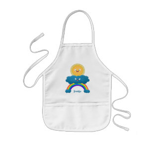 Cute happy sun cloud rainbow cartoon kids apron